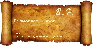 Biswanger Hunor névjegykártya